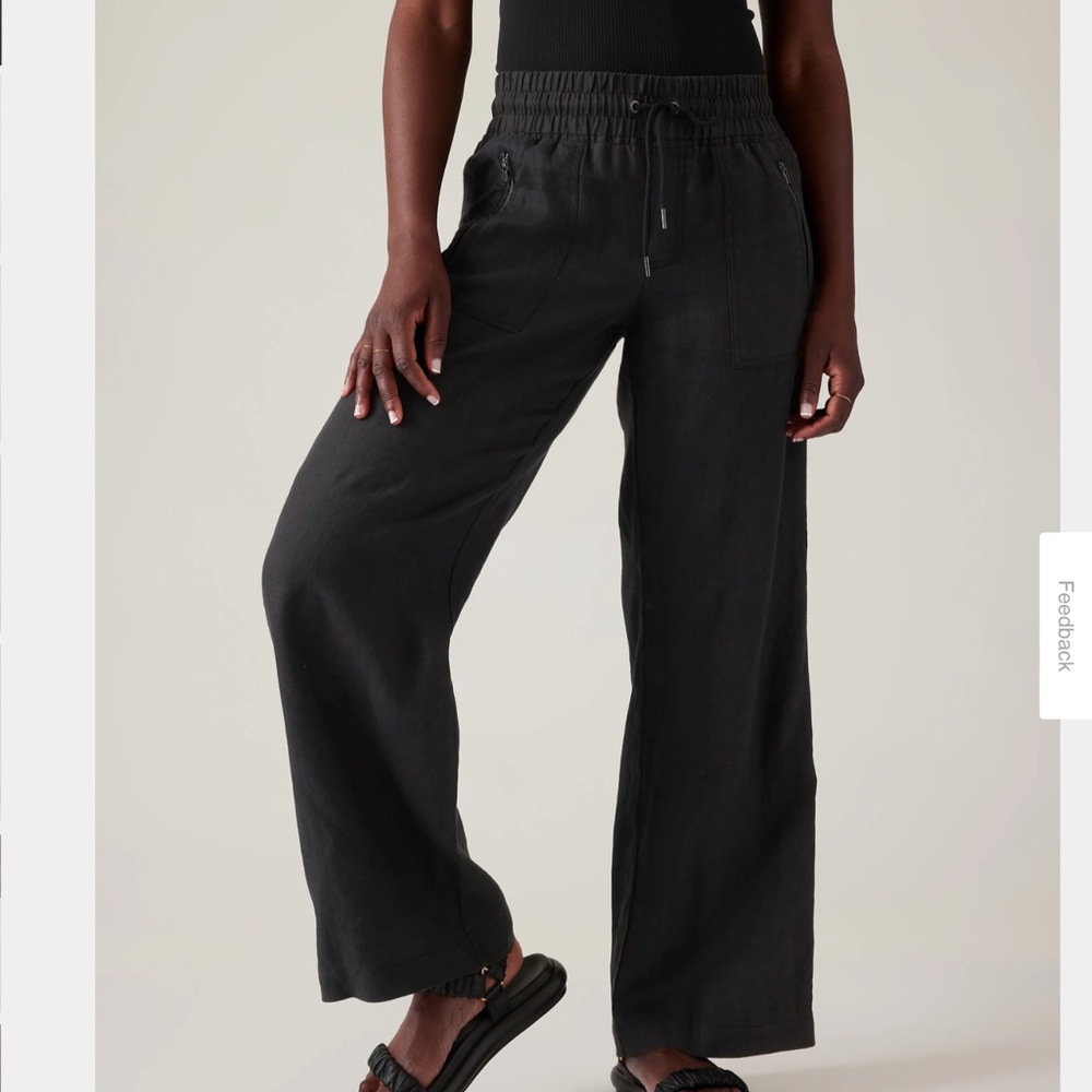Fabric Black Linen Cabo Linen Wide Leg Pant

Sz 12 Petite